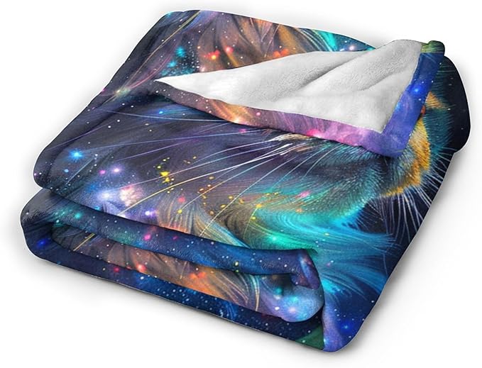 Fantasy Cat Throw - Soft, Warm & Cozy Fleece Blanket for Couch, Sofa & Bed - 50"x40"