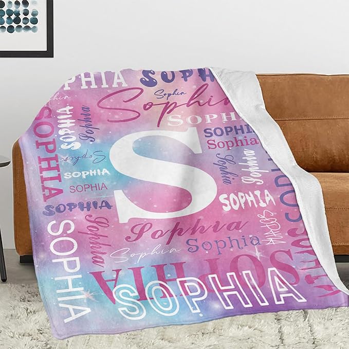 Ships Next Day, Personalized Blanket for Teen Boys Girls, Custom Blanket with Name Customized Flannel Throw Christmas Birthday Blanket Gifts for Kids or Adult