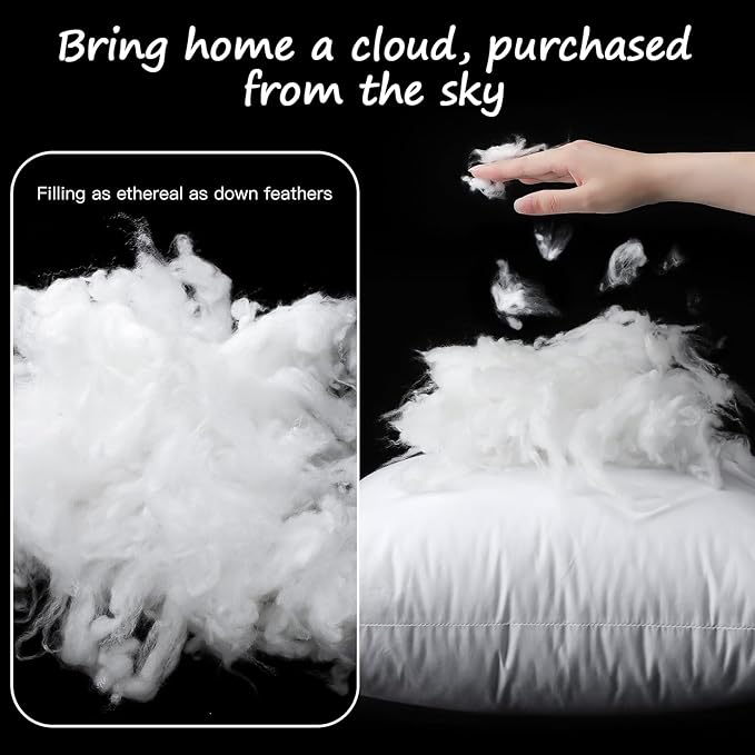 Artscope Synthetic Down Lumbar Pillow Insert, 12x18 Down Alternative Throw Pillow Insert. Ultra Soft Fluffy Sleeping Pillow with 100% Cotton Cover, Decorative Pillows-White.
