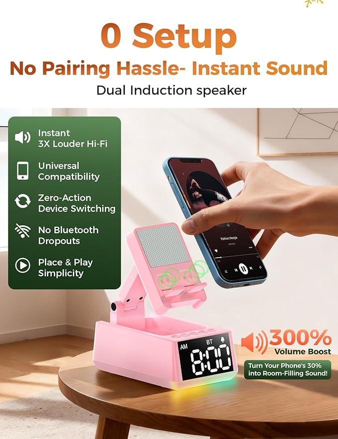 White Elephant Gifts for Adults Useful:Birthday Gift for Men Women Christmas Ideas Induction Speaker Bluetooth HD Sound,Kitchen Gadgets Anniversary Dad Mom Husband Wife Teen Stocking Stuffers(Pink)