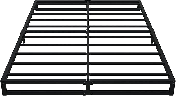 6 Inch King Size Bed Frame Sturdy Mattress Foundation, Heavy Duty Metal Platform with Steel Slats Support No Box Spring Needed, Noise Free, Easy Assembly, Black