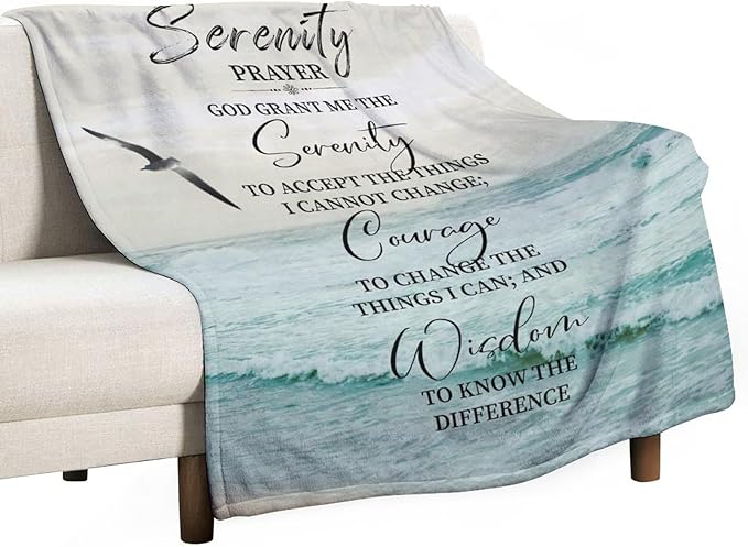 Serenity Prayer Blanket Christian Gifts for Women & Men Religious Throw Blanket Christian Blanket Bible Verse Blanket for Kids Adults Soft Warm Cozy Fleece Blanket for Couch Sofa Bed 60"x80"