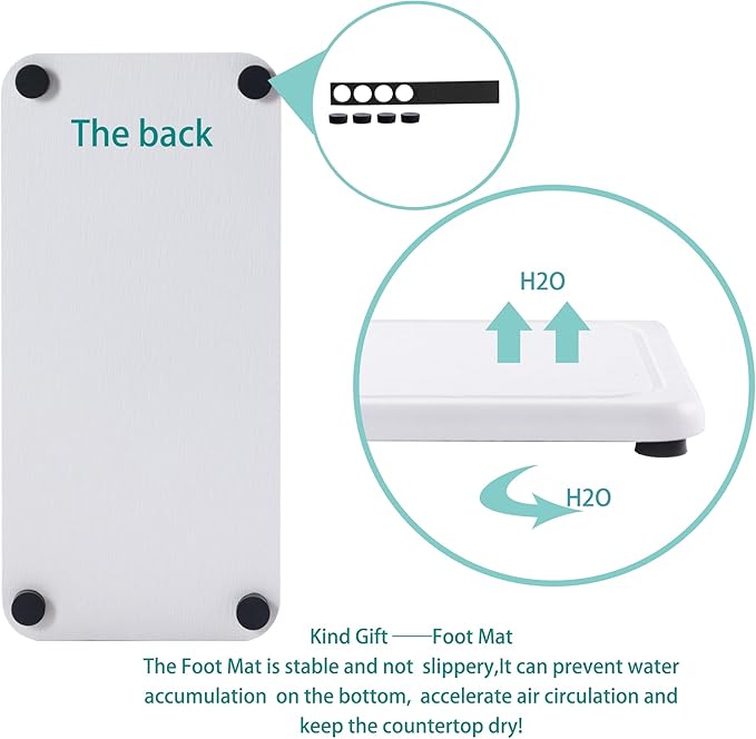 2 Pcs Water Absorbing Stone Trays, Kitchen/Bathroom Sink Soap Dish, Diatomite Tray Used for Hand Soap & Cosmetic Bottles in The Modern Home, 4" W x 8.3" L, White