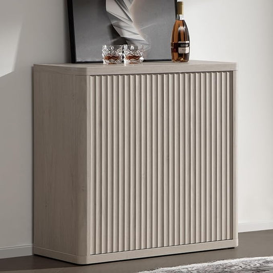 SICOTAS Buffet Cabinet with Storage 34.6" Sideboard Accent Modern Credenza with Doors & Shelves Fluted Tall Media Console Mid Century Coffee Bar Table for Living Room Kitchen Dining Room Hallway