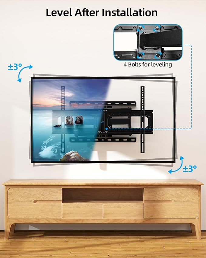 HOME VISION Full Motion TV Wall Mount for Most 32-85 inch TVs up to132 lbs, TV Mount Swivel and Tilt with Dual Articulating Arms, Wall Mount tv Bracket Max VESA 600x400mm, Fits 8" 12" 16" Wood Studs