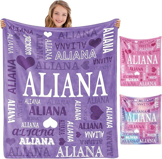 Ships Next Day, Personalized Blanket for Teen Boys Girls, Custom Blanket with Name Customized Flannel Throw Christmas Birthday Blanket Gifts for Kids or Adult