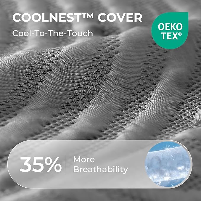 Sweetnight 16 Inch Queen Size Mattress, Cooling Queen Size Foam Mattress for Cool Night Sleep, 5-Zone Ergo Support for Pressure Relief, Medium, CertiPUR-US Certified