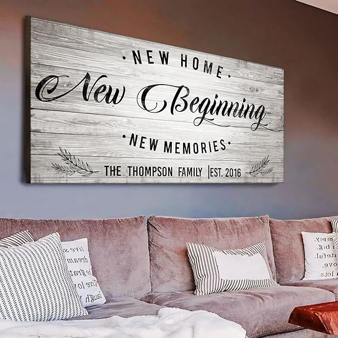 TAILORED CANVASES: Housewarming Delights - New Home Gifts for Home, Home Sweet Home Sign, home decor - Housewarming Gifts for New House - Crafted with Care in USA