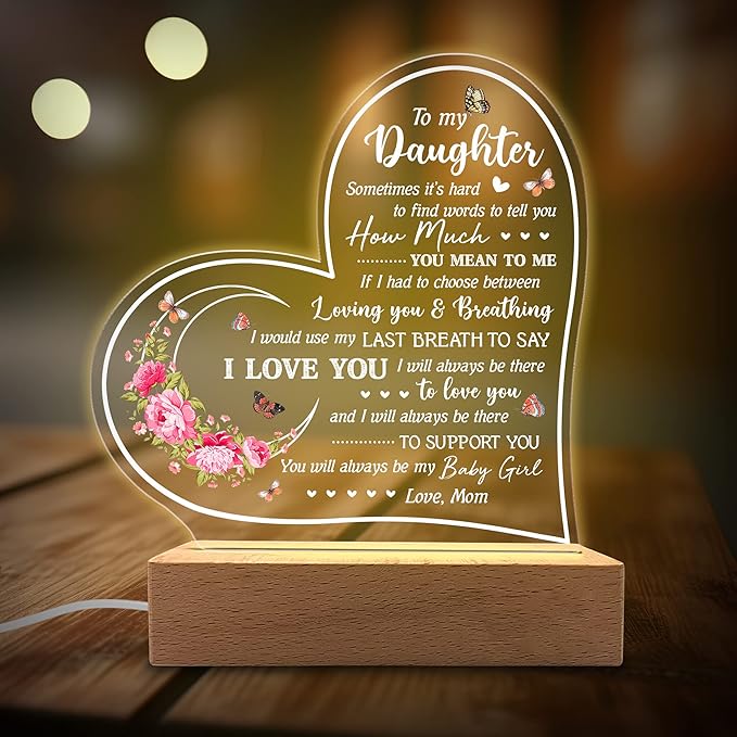 Daughter Gifts Acrylic Night Light - Sentimental Gifts for Daughter - Birthday, Graduation, Wedding