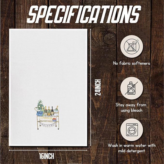 Wine Kitchen Towels - Christmas, Hand, Dish Towels & Decor - Wine Lovers Gifts for Women - 16 X 24