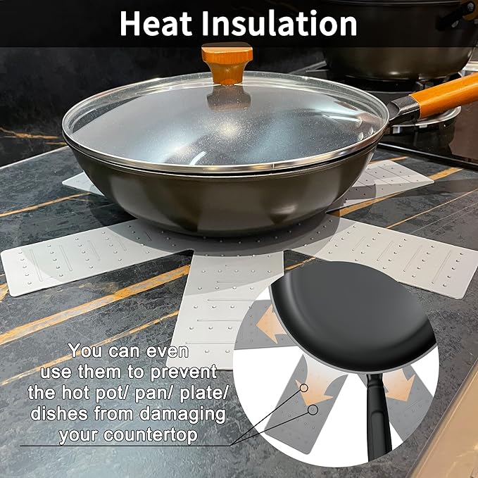 Pot & Pan Protectors, 3-Piece Silicone Cookware Protector Pad, Stacking Pan Protector. It Has a Unique Opening and Fixing Design That Can be Used to Protect and Separate Pots and Pans-Grey