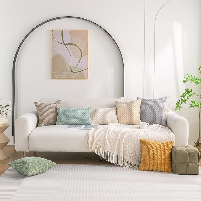 Set of 4 Grey Decorative Throw Pillow Covers 20x20 Inch Corduroy Pillow Covers for Bed Couch Sofa Living Room Soft Square Cushion Cases