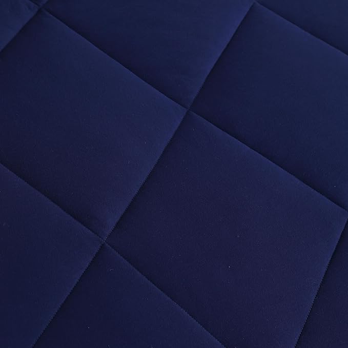 NTBAY Twin Comforter Set with Sheets, 5 Pieces Soft and Breathable Bedding Set, Bed in a Bag, Down Alternative Comforter Set Solid Color All Season, Kids Bedding Set, Navy Blue