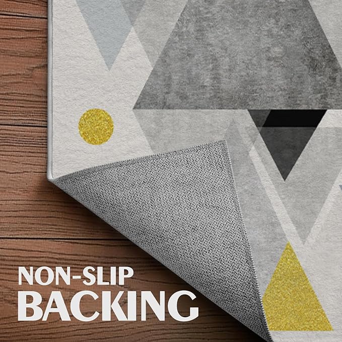 Area Rug 4x6 Entryway Triangle Geometric Aztec Western Modern Rugs Machine Washable Soft Rug Boho Southwestern Carpet Texture for Entrance Beside Living Room Bedroom Dining Room Office Indoor