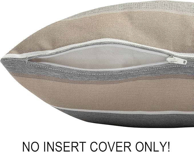 Waterproof Outdoor Throw Pillow Covers Set of 2,Home Decor for Garden Patio Furniture,Couch,Sofa 18 x18 Inch Decorative Pillows Cover Only,NO Insert(Gray Stripe)