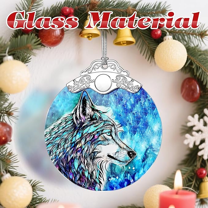 Wolf Ornament, Stained Glass Christmas Decorations, Christmas Ornaments for Tree, Holiday Ornament, Gifts for Wolf Lovers, Holiday Party Gifts, Gift Ideas & Xmas Gift