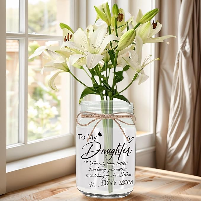 Mason Jar Light for Daughter - daughter gifts from mom, Unique Light Up Jar with Starry Night Projection for Home Decor, Thoughtful Birthday Christmas Mothers Day Gift for Daughter from Mom