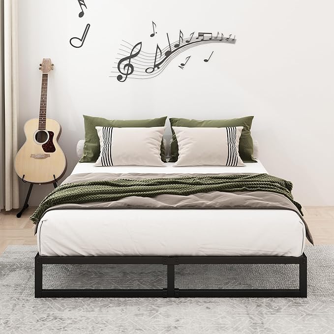 9 Inch California King Bed Frames No Box Spring Needed Heavy Duty Metal Cal King Platform for Mattress Foundation, Noise Free, Easy Assembly, Black