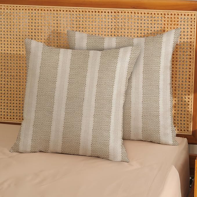 Tan Khaki Polka Dot Pillow Covers 18 x 18 Set of 2 Boho Striped Decorative Throw Pillows Modern Abstract Geometry Decor Outdoor Pillow Cases Linen Cushion Cases for Sofa Couch Living Room