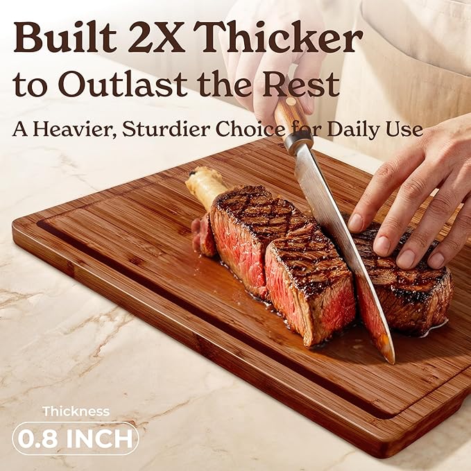 SMIRLY Wood Cutting Boards For Kitchen - Bamboo Cutting Boards For Kitchen Cutting Board, Bamboo Cutting Board Set, Chopping Board, Butcher Block, Small Wooden Cutting Board Set