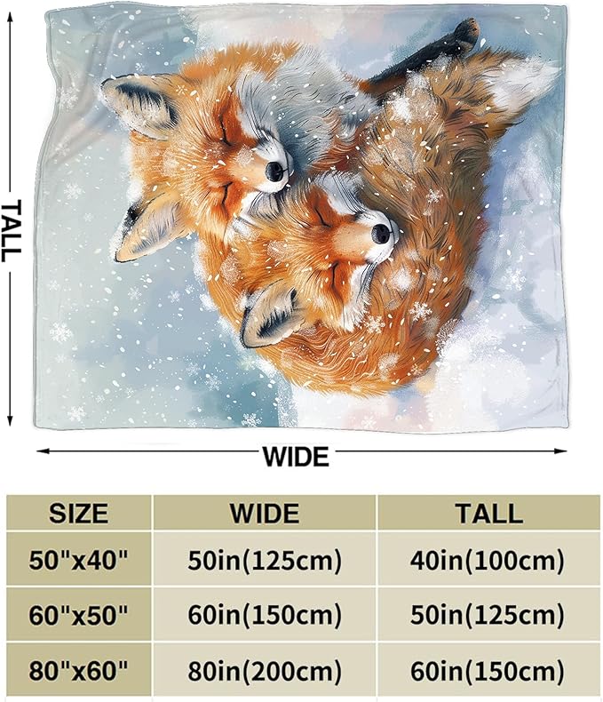 Fox Throw Blanket - Cute Animal Blanket for Girls, Women, Men & Boys - Soft, Warm & Cozy Fleece Blanket for Couch, Sofa & Bed - 80"x60"
