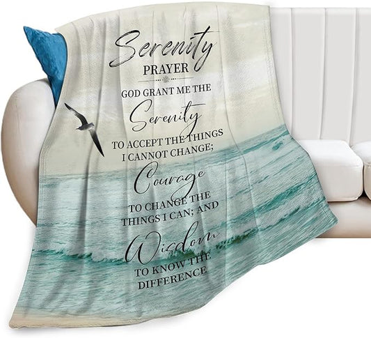 Serenity Prayer Christian Throw Blanket - Soft, Warm & Cozy Fleece for Couch, Sofa & Bed - 40"x50"