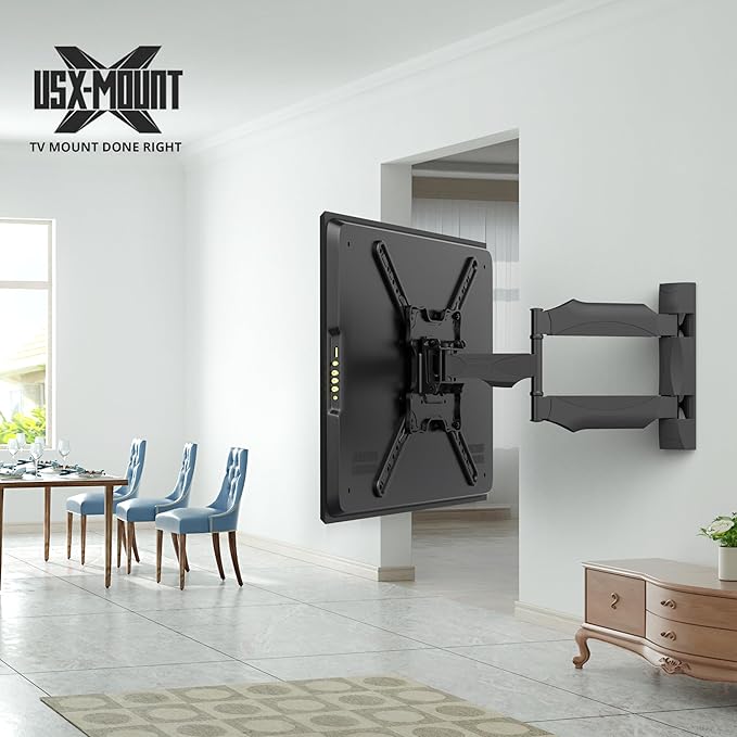 USX MOUNT Full Motion TV Wall Mount Bracket for Most 32-60 Inch TVs Up to 77 lbs & MAX VESA 400x400 mm, Corner Center Design TV Mount 20" Articulating Extension Arm with Swivel Tilt & Leveling