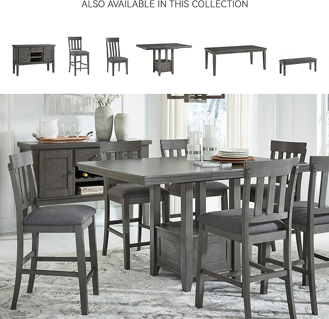 Signature Design by Ashley Hallanden Dining Room Server with Wine Rack, 2 Cabinets with Removable/Adjustable Center Shelf, Drawer, Wood with Acacia Veneer, 38.25" High, Weathered Gray