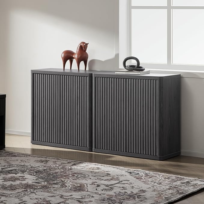 SICOTAS Buffet Cabinet with Storage 103.8" Sideboard Accent Modern Credenza with Doors & Shelves Fluted Tall Media Console Mid Century Coffee Bar Table for Living Room Kitchen Dining Room Hallway