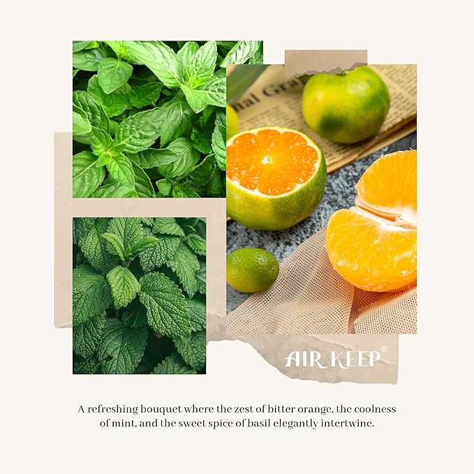 Airkeep Reed Diffuser Set,3.38 fl oz (100 ml) - Lime Basil Oil Diffusers with 8 Reed Sticks, Home Fragrance Reed Diffuser for Bathroom Shelf Decor