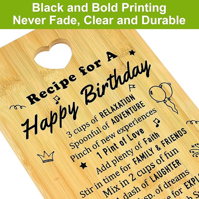 Unique Birthday Gift Decorative Bamboo Cutting Board Decor Kitchen Gifts for Friend Sister Kitchen Wood Gift Christmas Cheese Serving Boards Xmas Presents