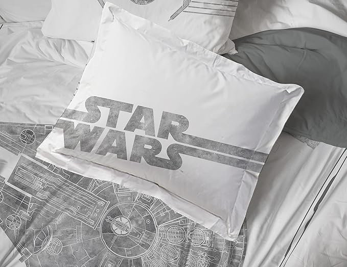 Jay Franco Star Wars Falcon Schematics 7 Piece Queen Size Bed Set - Includes Comforter & Sheet Set - Super Soft Kids Bedding Fade Resistant Microfiber