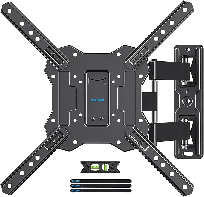 USX STAR UL Listed Full Motion TV Wall Mount for 26-60 Inch TV Mounts Up to 77 lbs, Max VESA 400x400mm, Wall Mount TV Bracket with Swivel, Tilting, Leveling Adjust & Extendable Arm
