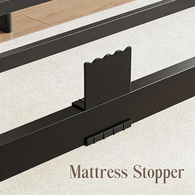 14 Inch Metal Bed Frame Twin Size, Heavy Duty Balck Platform Twin Bed Frames with Round Corner Legs, Mattress Slide Stopper, No Box Spring Needed, Easy Assembly