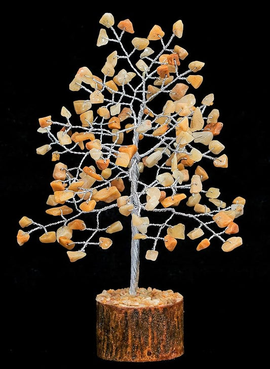 "Yellow Aventurine Healing Crystal Tree Bonsai, Desk Decor for Women Room & Office Decor Spiritual Gift Meditation Crystals for Home room decor cute house warming gifts for women Mom Birthday 7-8"""