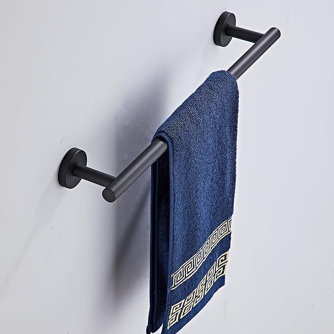 Bathroom Towel Bar, 18-Inch Towel Rack for Bathroom Wall Mounted, Matte Black Thicken SUS304 Stainless Steel Towel Rod Modern Home Decor(Total Length 20-Inch)