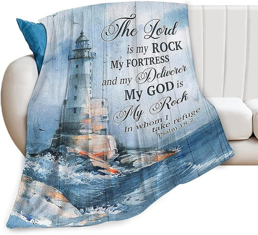 Tijuboni Ocean Nautical Lighthouse Throw Blanket Christian Religious Gifts for Women Men Girls Boys Kids Adults Soft Flannel Fleece Blanket for Couch Sofa Bed Home Decor 60"x80"