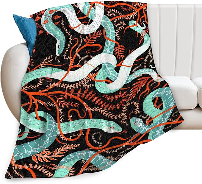 Tijuboni Snake Throw Blanket Snake Gifts for Girls Boys Women Men Kids Adults Soft Flannel Fleece Blanket for Couch Sofa Bed Home Decor 60"x80"