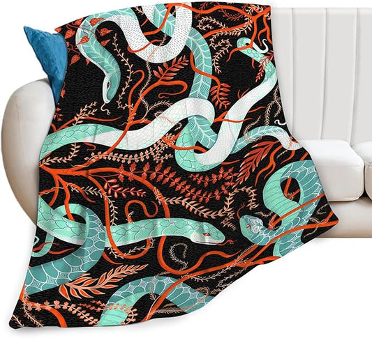 Tijuboni Snake Throw Blanket Snake Gifts for Girls Boys Women Men Kids Adults Soft Flannel Fleece Blanket for Couch Sofa Bed Home Decor 60"x80"