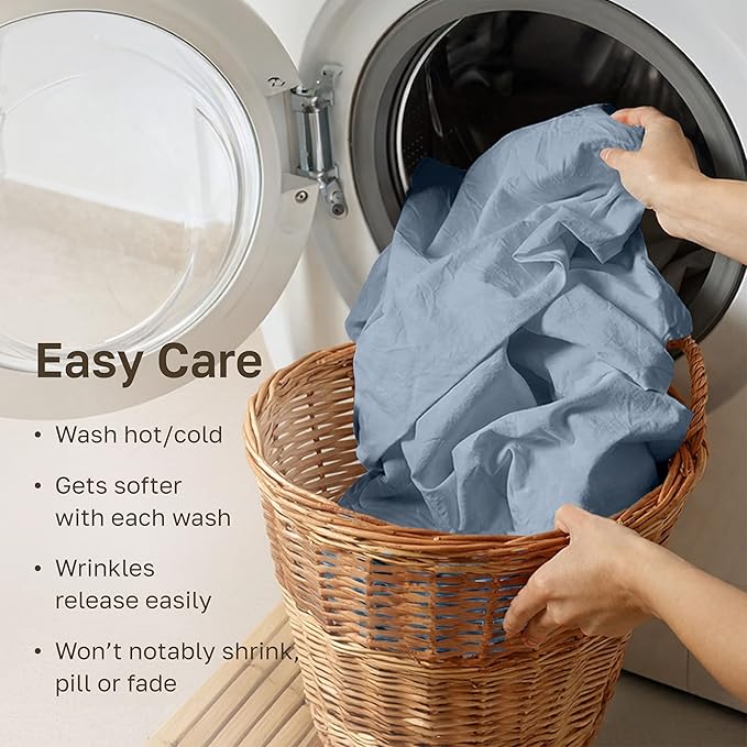 California Design Den Split King Sheet Set - 100% Cotton, 600 Thread Count, Breathable Luxury King Size Sheets for Adjustable Bed, Luxury Hotel-Quality Sheets with Soft Sateen Weave - Blue