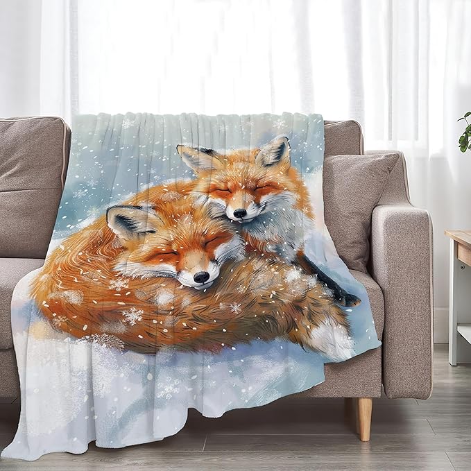 Fox Throw Blanket - Cute Animal Blanket for Girls, Women, Men & Boys - Soft, Warm, Cozy Fleece Blanket for Couch, Sofa, Bed - 50"x40"