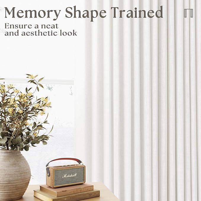 120 Inch Curtains High Ceiling Tall Curtains 2 Panels Set for Living Room Pinch Pleated with Hooks Rings Back Tab Bohemian Semi Sheer Drapes Cottage Long Large Window Drapes 120 Length Beige White