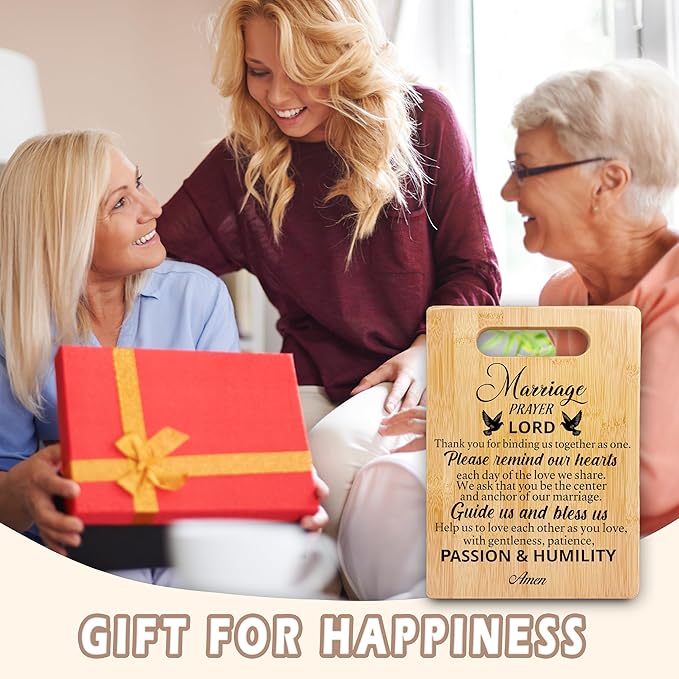 Christian Wedding Gifts for Couples 2025 Her Him Bride and Groom, Newlyweds Gifts for Couples, Just Married Gifts, Honeymoon Gifts, Marriage Prayer Wedding Gifts Bamboo Cutting Board for Kitchen