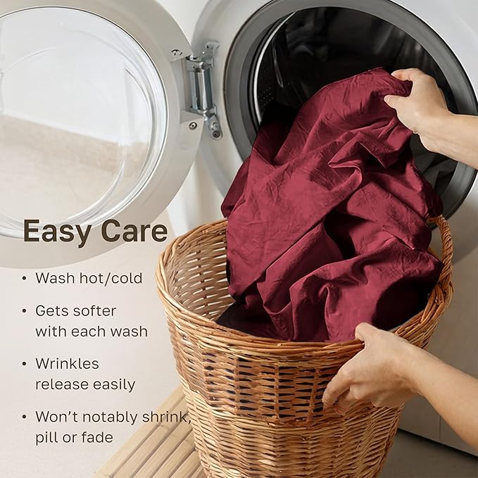 California Design Den Queen Sheet Set - Luxury 600 Thread Count 100% Cotton Bed Sheets Queen Size, Sateen Weave, Cooling Queen Bed Sheets Set, Hotel-Quality Bedding - Brick Red