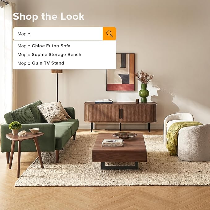 mopio Quin 59" Tambour TV Stand, Mid-Century Modern Television Stand for 55/60/65 inch TV, Fluted Entertainment Center with Bigger Storage, Wood Media Console Credenza Cabinet for Living Room (Walnut)