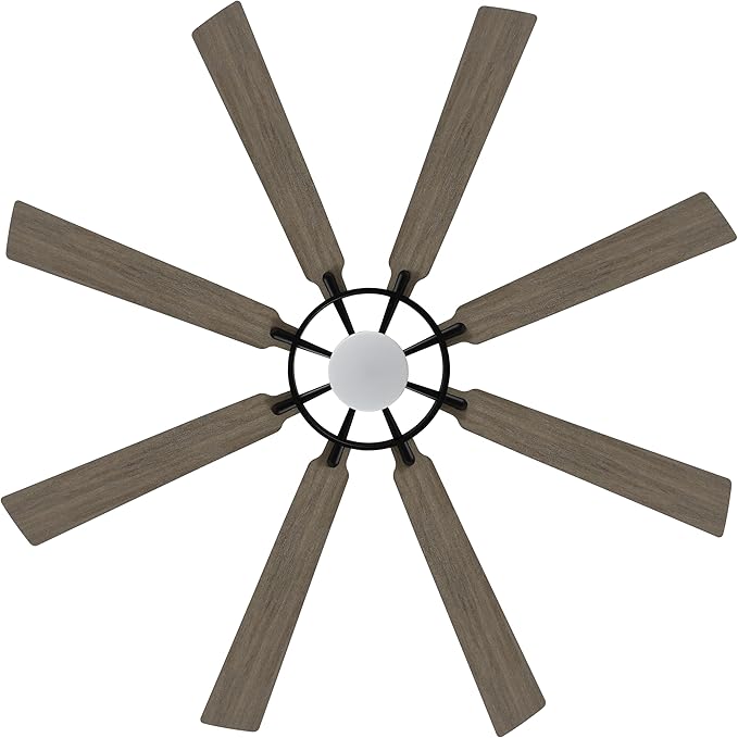 ELEHINSER 72 Inch Ceiling Fan with Lights and 3 Downrods, 8 Plywood Blades, 6-Speed Noiseless Reversible DC Motor, 3CCT, Windmill Ceiling fan for Kitchen Bedroom Living Room, Black and Grey