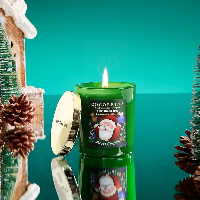 COCORRÍNA Fall Candles - Christmas Tree 5 oz Soy Wax Scented Jar Candles for Home Scented, 31 Hours Burn Time, Aromatherapy Candle Gifts for Men Women (Christmas Edition)