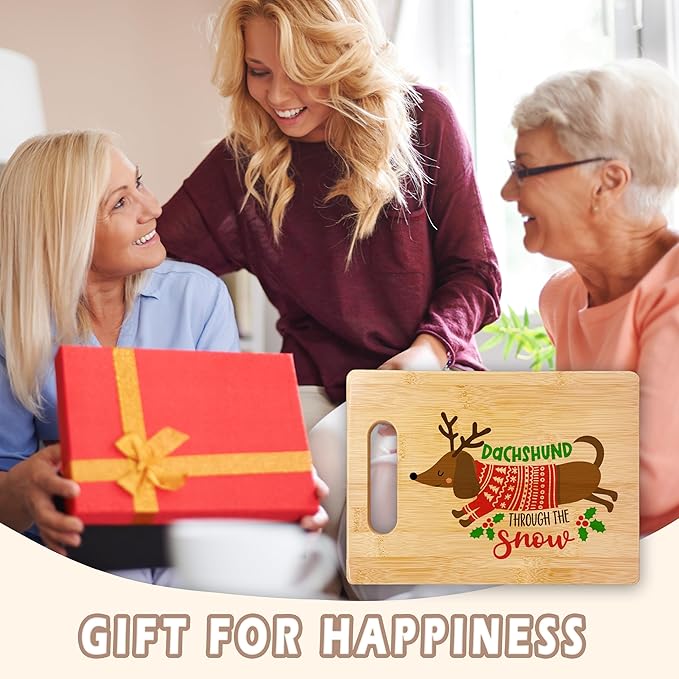 Dachshund Christmas Cutting Board - Bamboo Kitchen Decor, Funny Gift for Dachshund Lovers