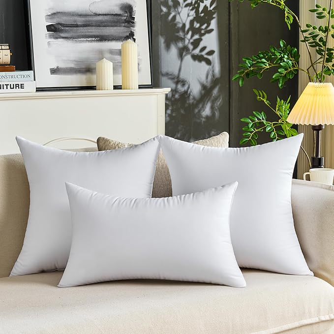 22 x 22 Throw Pillow Inserts Pack of 2 Large White Decorative Square Pillows for Couch Bed Sofa Cushion Sham Stuffer Indoor