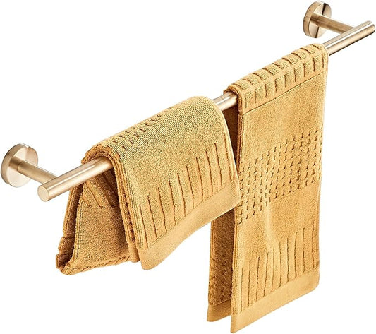 Bath Towel Bar, 24 Inch 304 Stainless Steel Thicken Towel Holder for Bathroom Wall, Towel Holder Brushed Gold Finished Wall Mount(Total Length 26-Inch)